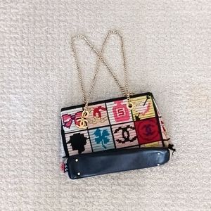 Vintage Special Edition Authentic Chanel Precious Symbols Needlepoint Tote 2003